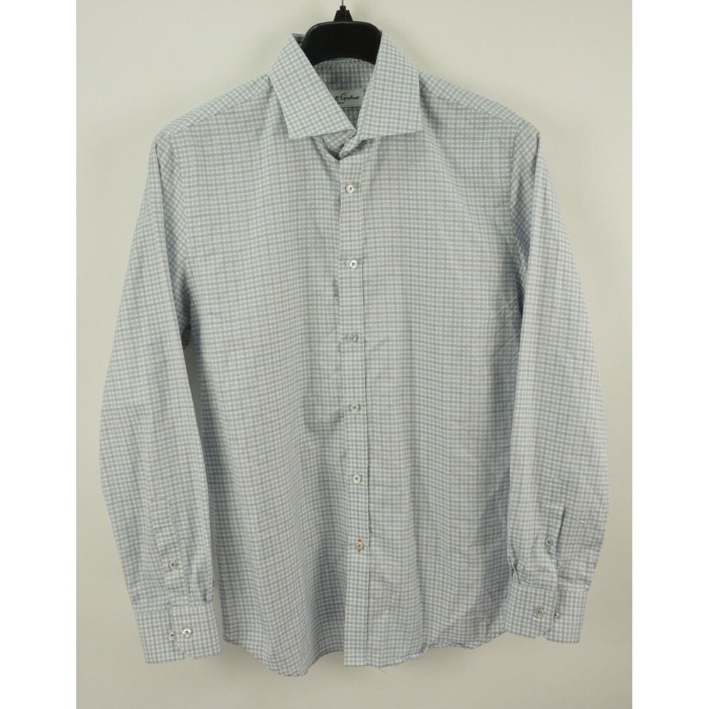 Robert Graham Men's 16 Long Sleeve White Blue Black Plaid Cutaway‎ Dress Shirt